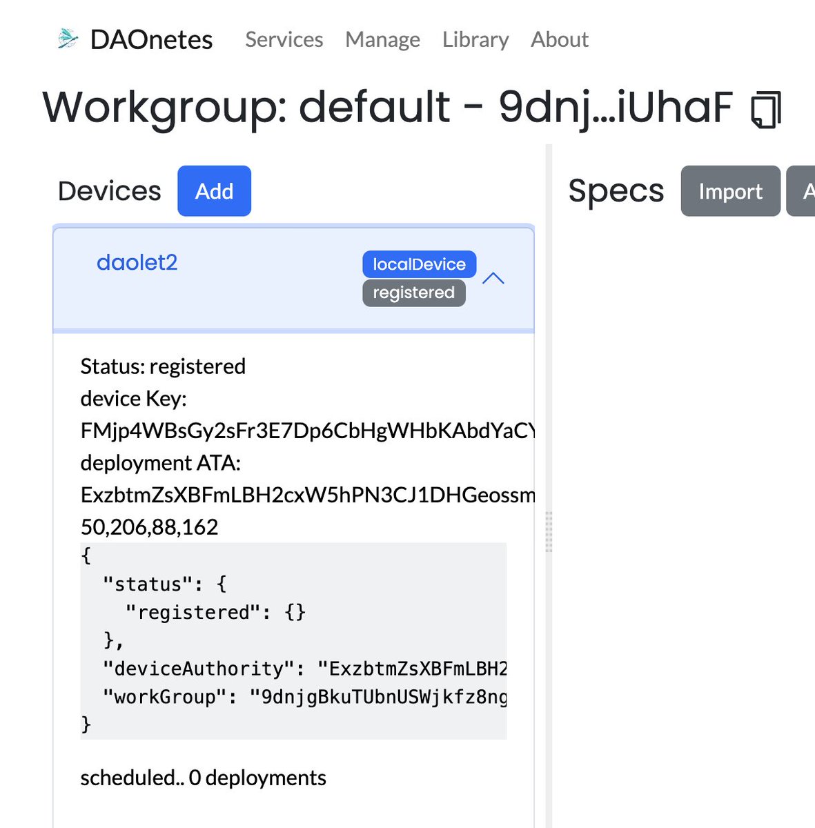 cryptoworkbench's tweet photo. .@daonetes update, first device belonging to a proper DAO has officially been registered on the "Worknet".

@daonetes automatically detects if you are a part of the DAO that owns a cluster and allows you to propose such operations. https://t.co/6swWraDuUb