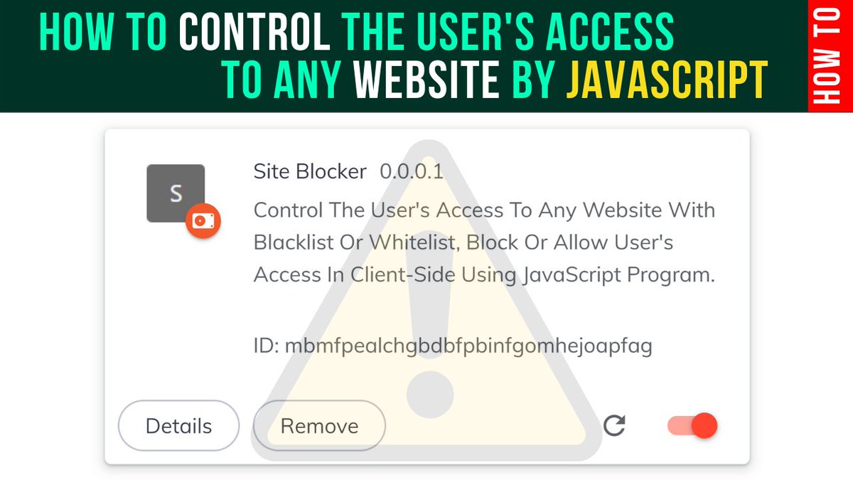 gilgeekify's tweet photo. Site Blocker Extension - Control Access To Any Website With Blacklist Or Whitelist By JavaScript

https://t.co/xQdYQ4szFv

#chromeextension #javascript #siteblocker #extensiondevelopment #injectcode #js #css #webprogramming #webdevelopment #jsinjection #cssinjection #howtocode https://t.co/EKcvwsrMwe