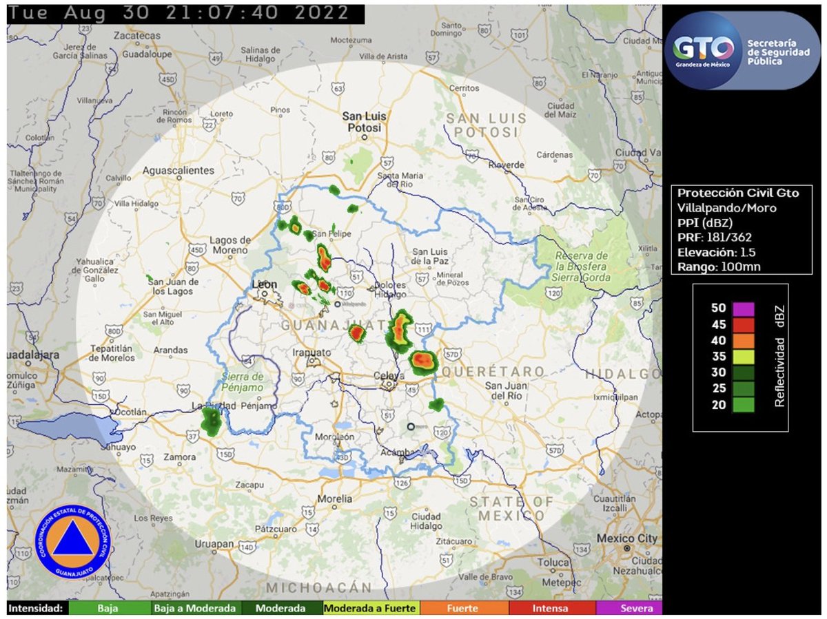 Proteccion_leon's tweet photo. 21:50 horas, se presenta precipitación ligera que puede incrementar a moderada, esto en zona norte y oriente, con dirección a centro, sur y poniente.
Mantente informado en las cuentas oficiales de @municipio_leon. https://t.co/tVKesWbjof
