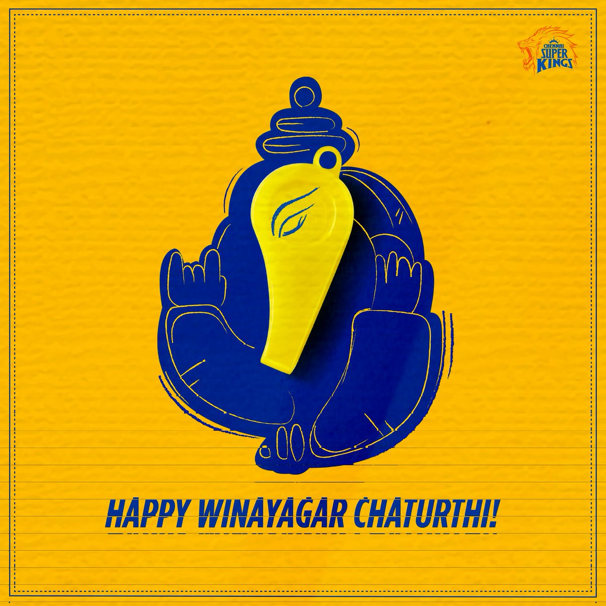 ChennaiIPL's tweet photo. May the lord of learnings enlighten us as we move forward to better seasons ahead! Happy Ganesh Chaturthi 🤩

#GaneshChaturthi #WhistlePodu 🦁💛 https://t.co/NIhWf9r6TC
