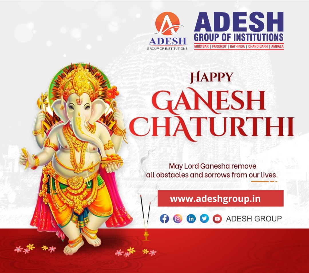 AdeshGroup's tweet photo. Wishing a beautiful, colourful and cheerful Ganesh Chaturthi to everyone. May this festive occasion bring along many more smiles and many more celebrations for you.
Wishing you a Happy Vinayak Chaturthi.
#AdeshGroup #adeshgroupofinstitutions
https://t.co/2MkI7y9Z6R https://t.co/owa5atPhkp