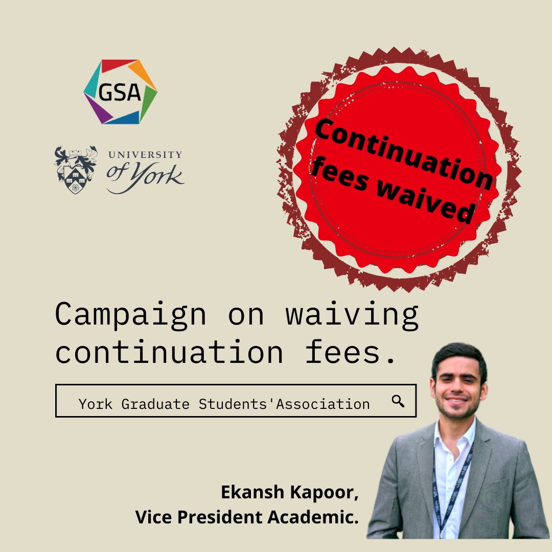 After repeatedly lobbying the University over the past one year, it brings me immense pleasure to announce that Following approval from the YGRS Board in June 2022, it has been agreed that the continuation fee waiver will be reinstated for all PGRs. york.ac.uk/research/gradu….
