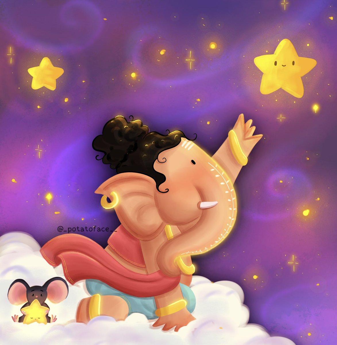 impotatoface's tweet photo. Happy Ganesh Chaturthi ✨
#GaneshChaturthi2022 #GaneshaChaturthi #potatofaceillustration https://t.co/J5w7EgxdgD