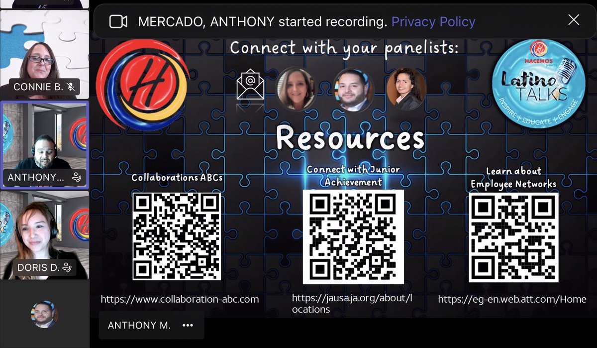 ChicagoHacemos's tweet photo. Thank you for joining our @HACEMOSatATT Latino Talks with hosts @AntMerc17 and @D_A_Delgado ! What a great opportunity to network and absorb experiences from our 3 panelists. 

We look forward to seeing you all on next months edition of Latino Talks!

#HACEMOSChicago https://t.co/zChNss1ujz