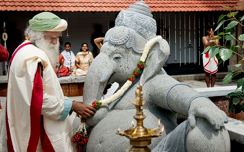 Ganesha is the very symbol of exalted intelligence. The most intelligent way to exist is to be one with everything, to be in unity, to be in Yoga. #SadhguruQuotes
