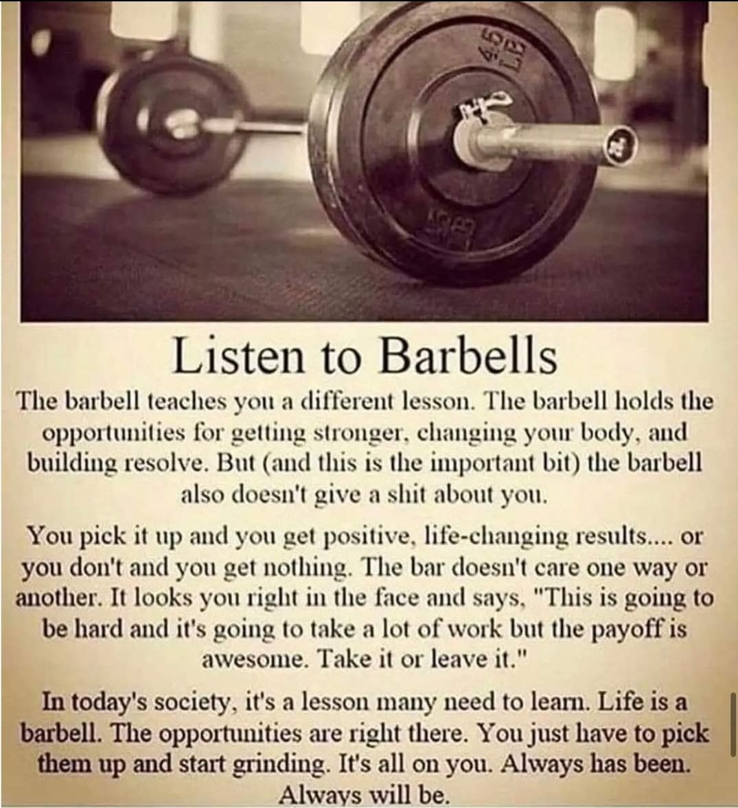 KyleBut86478566's tweet photo. This is so true!!! I listen to my "barbell" every day that I get to wake up! For me, the "barbell" is multiple things: 1. my loving family, 2. an actual barbell with my daily workouts, 3. the desire to grow my business, and 4. setting the right example for my kids
@AthletesDay https://t.co/IHQDvPxuGR
