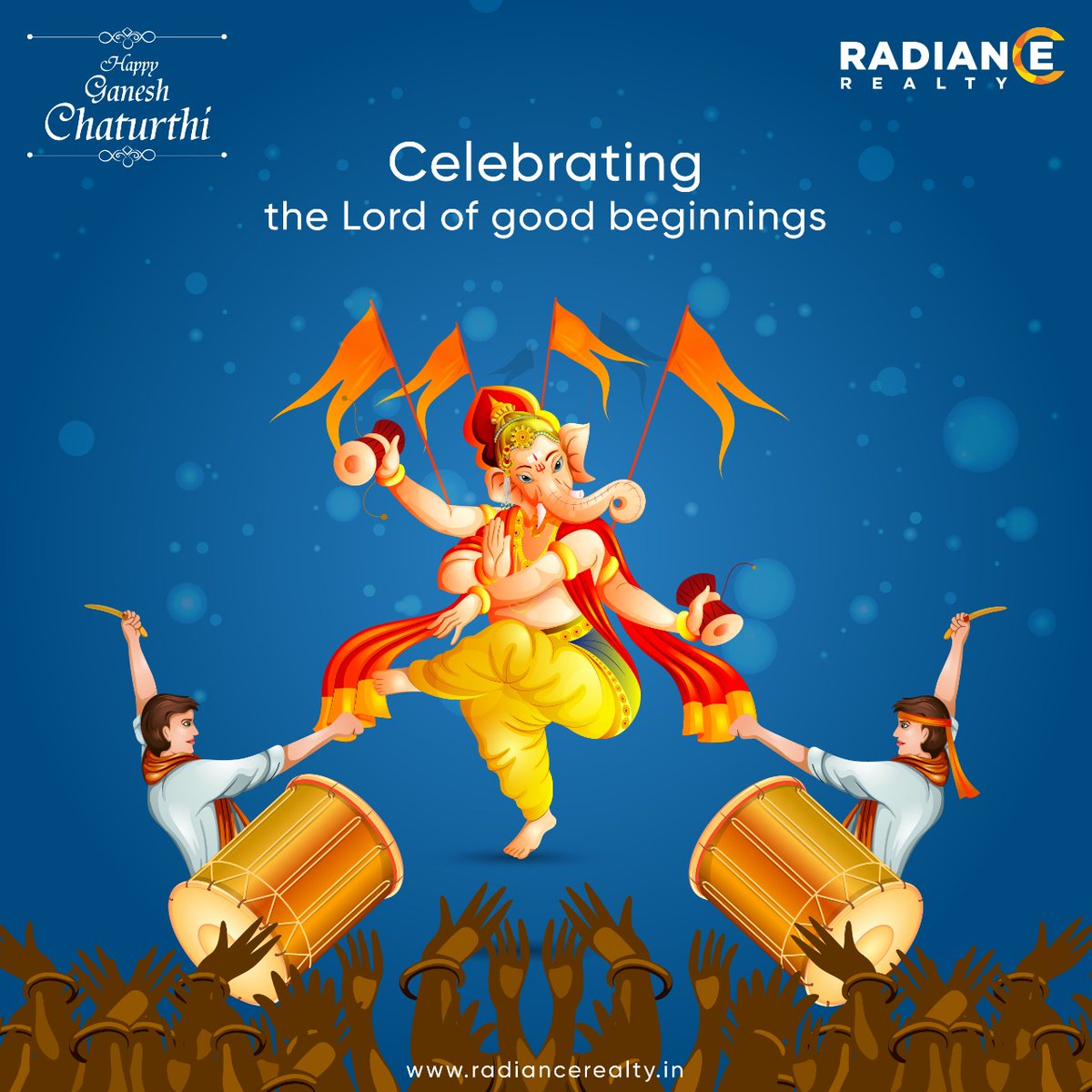 RadianceRealty's tweet photo. Celebrating the lord of good beginnings. Happy Ganesh Chaturthi 2022. 

#GaneshPuja
#GaneshChathurthi 
#RadianceRealty
#Happiness 
#RealEstate https://t.co/XBIMcYahk8