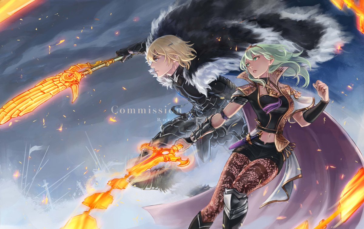 Commission ready for Karini✨🔥✨ Couldn't be happier to draw such power couple (Also! Available for future printings 💓 permission is given from the commissioner 🙌✨) #dimileth #ディミレス #FE3H