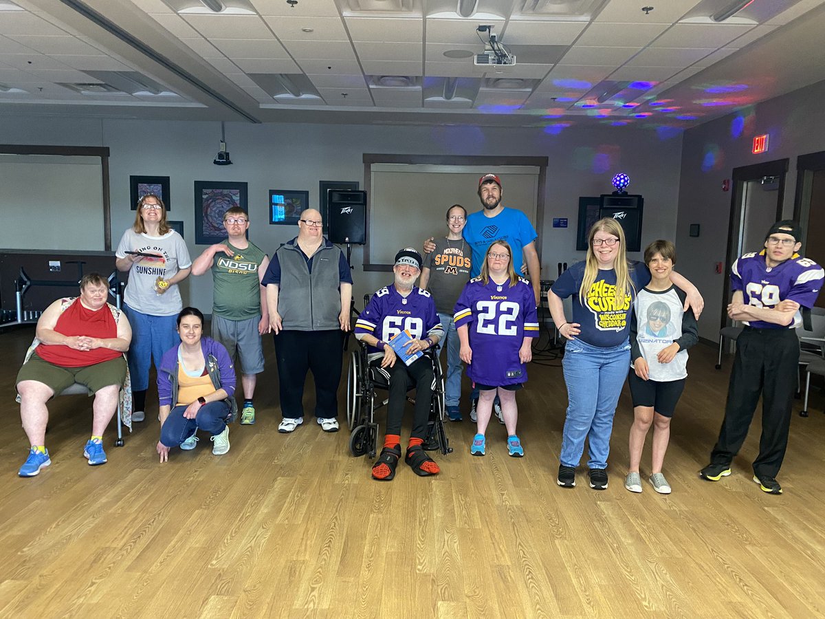 Last week we had a sports themed dance 😊 nothing like a little friendly competition between two besties sporting the <a href="/Vikings/">Minnesota Vikings</a> and <a href="/packers/">Green Bay Packers</a> luckily the Vikings have more love throughout the group #TeamCCRI #CCRILifeEnrichment #VikingsNation