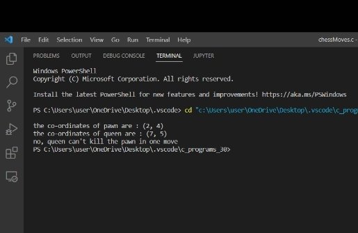 RamyaKorupolu's tweet image. Day - 7/30
Problem to check whether the queen can kill the pawn
#coding
#30daycodingchallenge
@theedumoon