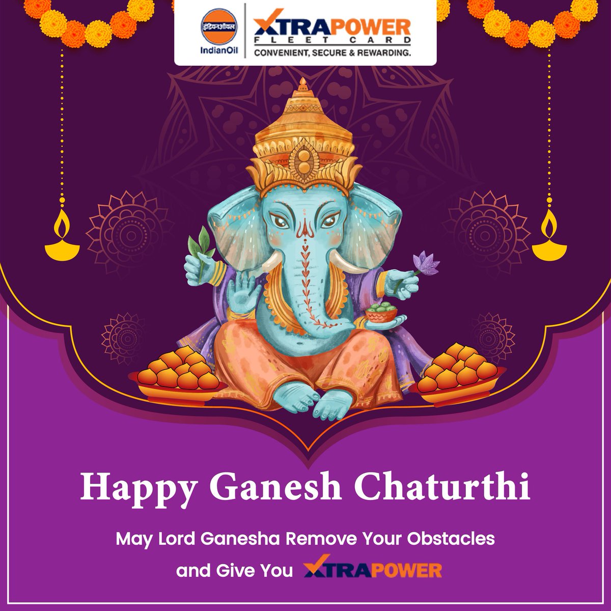 May Vighna Vinayak bestow you with the power, remove obstacles and shower his choicest blessings on you. 🙌
#XTRAPOWER wishes you a Happy Ganesh Chaturthi #IndianOil #IndianOilCorporation #Ganesha #GaneshChaturthi2022