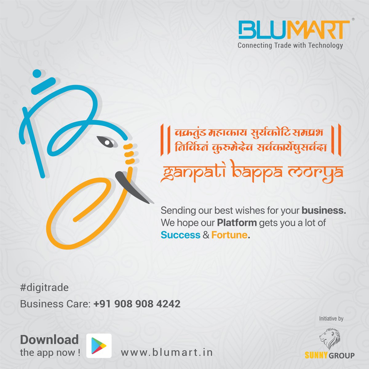 blumart_izysk's tweet photo. With the blessing of Lord Ganesh, may you receive success in all your endeavours!
“Wishing everyone a very Happy Ganesh Chaturthi.”
.
.
.
.
#blumart #digitrade #digital #trade #service #platform #india #SunnyGroupIndia #GaneshChaturthi #ganpati #ganpatibappamorya #festiveseason https://t.co/oIk04ZecHi