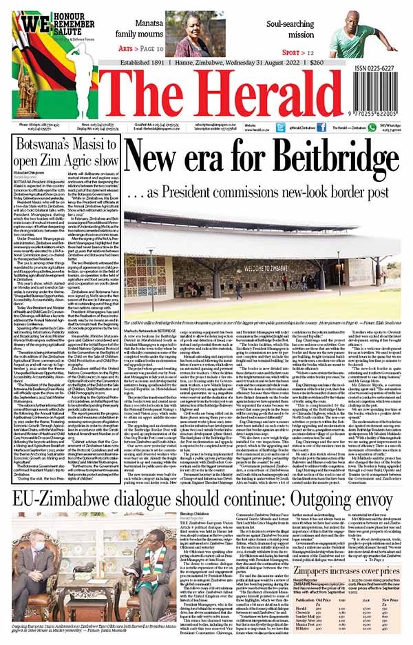The Herald Zimbabwe on Twitter: "Check out today's front and back pages