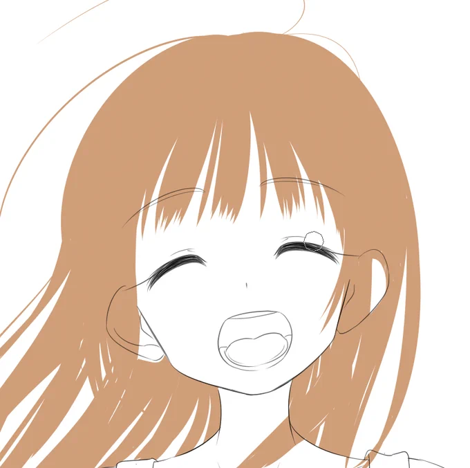 髪の毛をラフ⇒線画⇒塗りでやるとどうにもなんかなぁということに最近よくなるのでシルエットから描くチャレンジWIP 