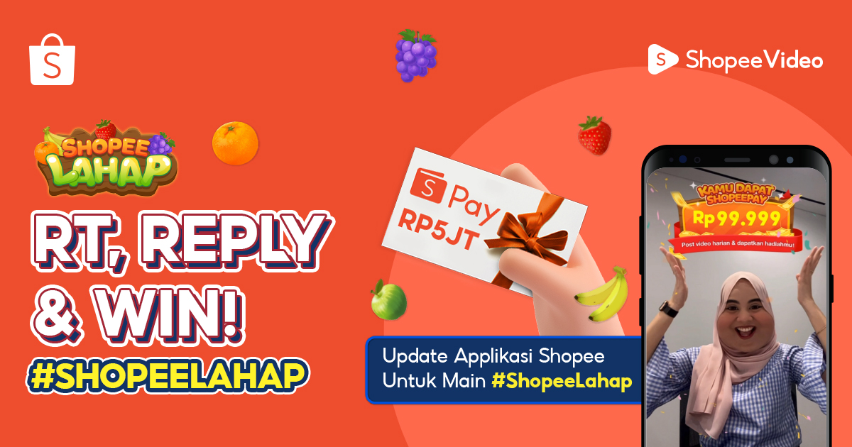 ShopeeID's tweet photo. ✨ SHOPEEPAY 5 JUTA BUAT KAMU ✨

- Wajib FOLLOW @ShopeeID
- RT &amp; LIKE tweet ini
- REPLY #ShopeeLahap YANG BANYAKKKK

Good luck Sobat Shopee 🧡 https://t.co/QDKMI7E4tL