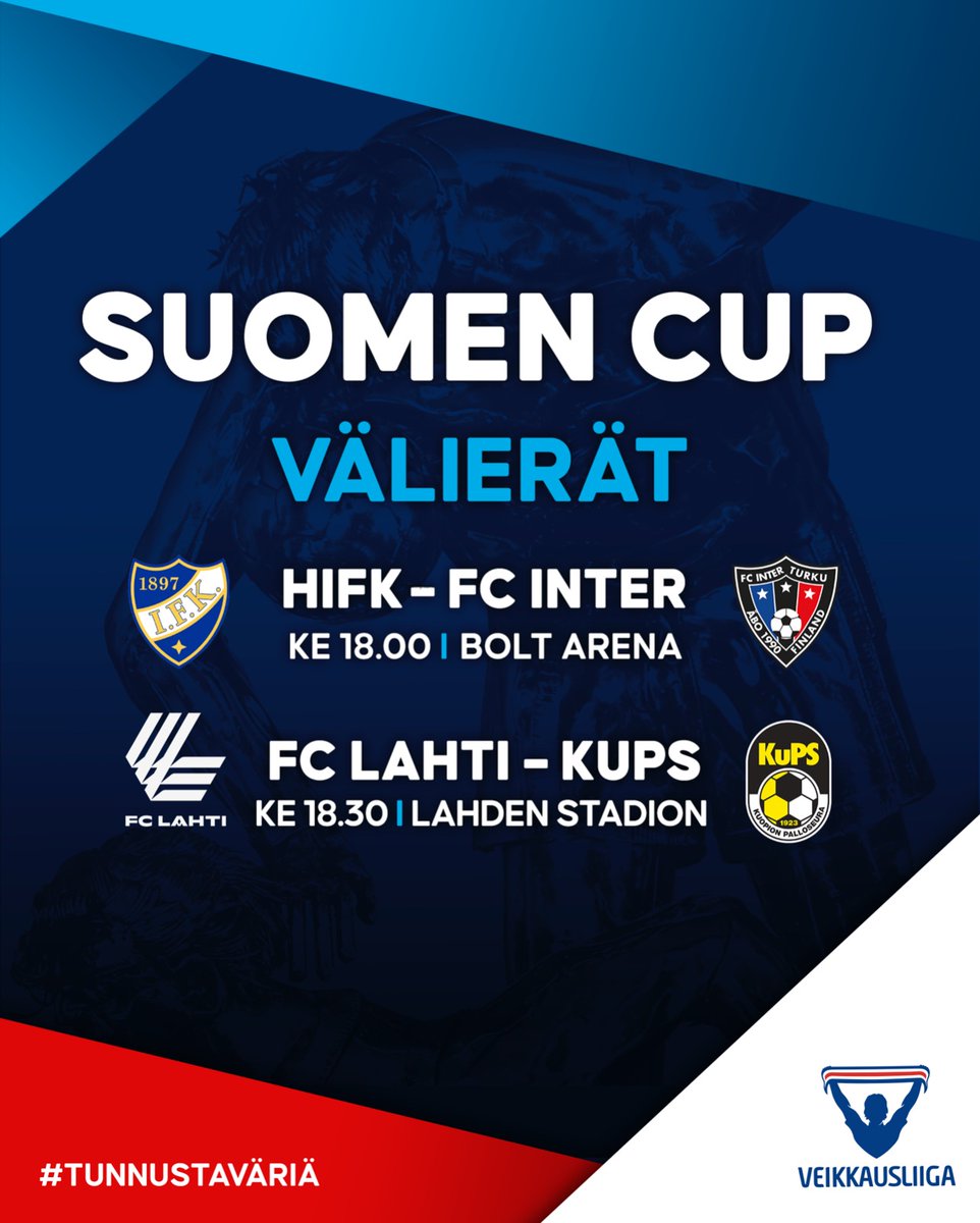 Tänään ratkotaan joukkueet Suomen Cupin loppuotteluun 🏆 #veikkausliiga #suomencup