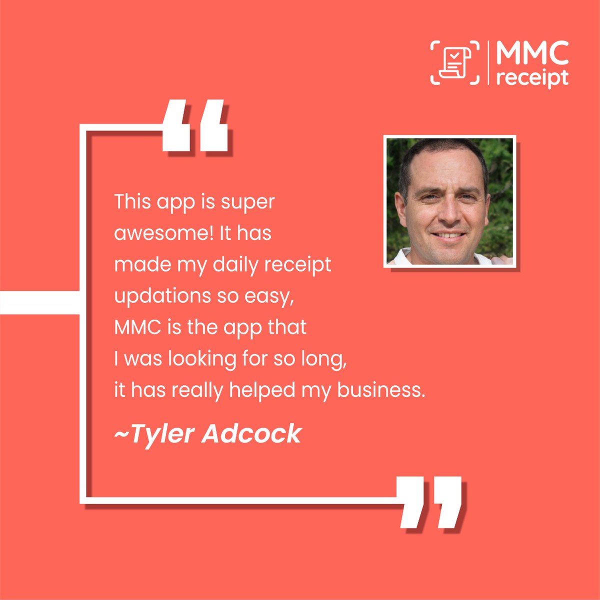 Change the way you deal with your expense
management from mediocre to excellent with our super
easy-to-use app.

Track your receipts and expenses on the go with the
MMC Receipt App.

#MMCReceipt #Application #receiptmanagement
#expensetracking