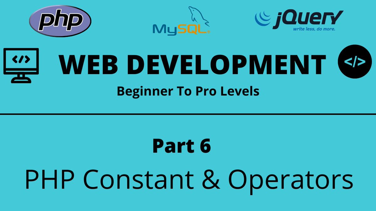 TechQuickLearn's tweet photo. Web Development Tutorial | PHP, jQuery & MySQL | Part 6 | PHP Constant & Operators
#programming #techquicklearner #softwaredeveloper #webdevelopment #webdeveloper #learning #learn #javascript #php #mysql #jquery #trending #tutorial
Video link - https://t.co/ndPQ55MyzU https://t.co/u7zpGKuCFP