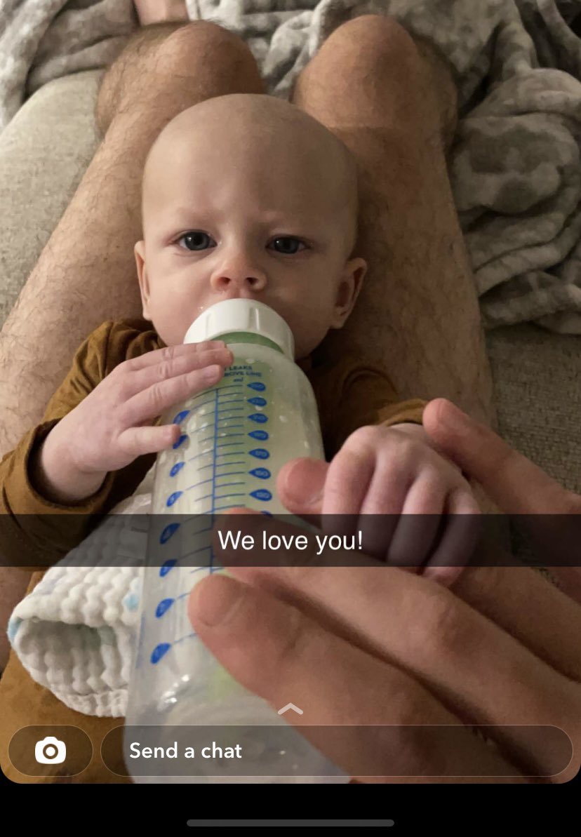 MorganCashmer's tweet photo. Trying to be a big boy and hold his bottle but also still wants to hold Daddy’s hand🥹🫶🏻

Miss my guys so much when I’m at work https://t.co/6CbV7tczo9