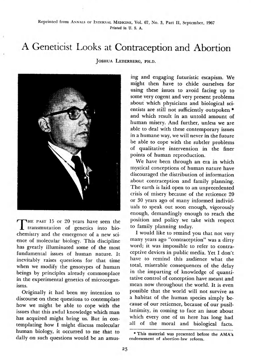 HousatonicLive's tweet photo. "It is possible that the world will not survive as a habitat of the human species ... "
... if we don't have lots of abortions ...

#Scientism

#Lederberg https://t.co/Mvr09z8A5y