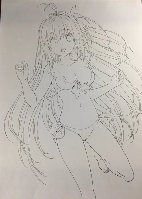 水着版権のラフと線画
今年の夏ももうすぐ終わりですね

#あおかな 