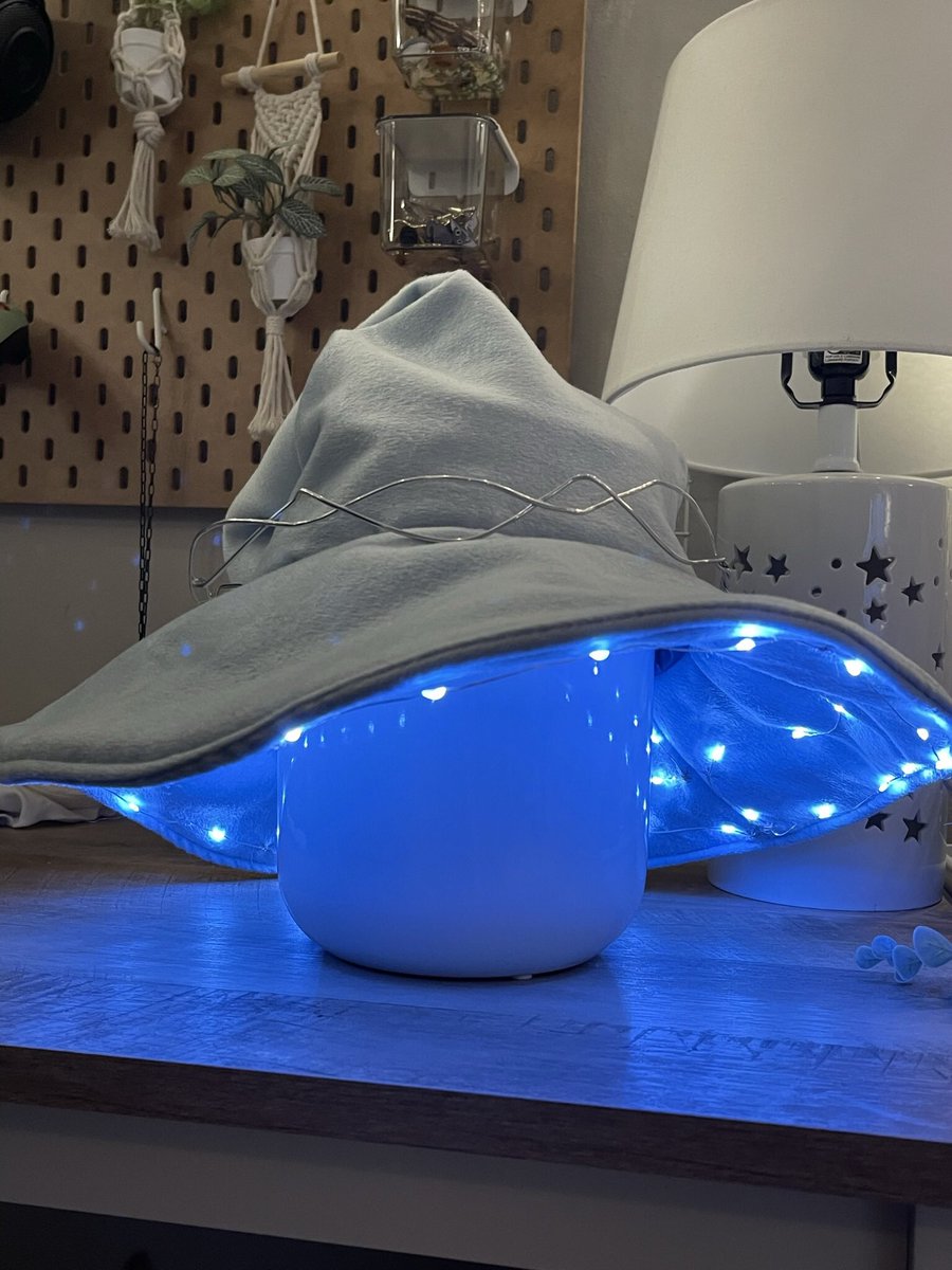_elc_art_'s tweet photo. Going to the ren fair and I wanted to do sm cool for my outfit this time and I decided to do a ranni inspired fit kinda so I got this really cool sorcerer hat off Etsy and made a wire crown for the top and added lights to the bottom I’m super happy with it so far! https://t.co/IcG8YRdLAO