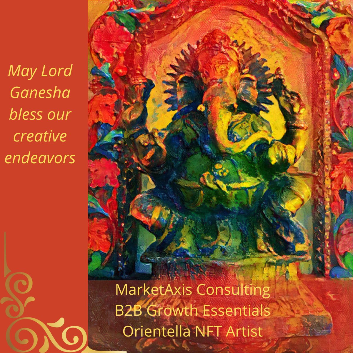 OrientellaNFT's tweet photo. Humbly bowed to Ganpati - remover of obstacles, and source of infinite creativity, wisdom, enlightenment. 
#GaneshChaturthi #GanpatiBappaMorya https://t.co/MtXoMuA2Xe