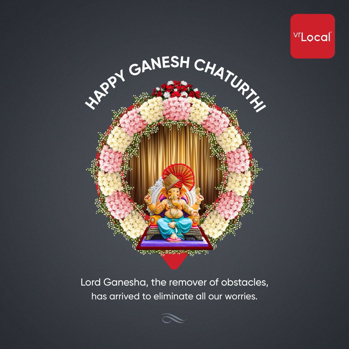 V_R_LOCAL's tweet photo. This Ganesh Chaturthi, let us worship Lord Ganesha from the bottom of our hearts and pray that he eliminates all evil and sorrows. vrLocal wishes you a very Happy Ganesh Chaturthi!

#GaneshChaturthi #LordGanesh #vrLocal #vrOnDemandOnTime #FacilityManagement https://t.co/DTGZpoatP2