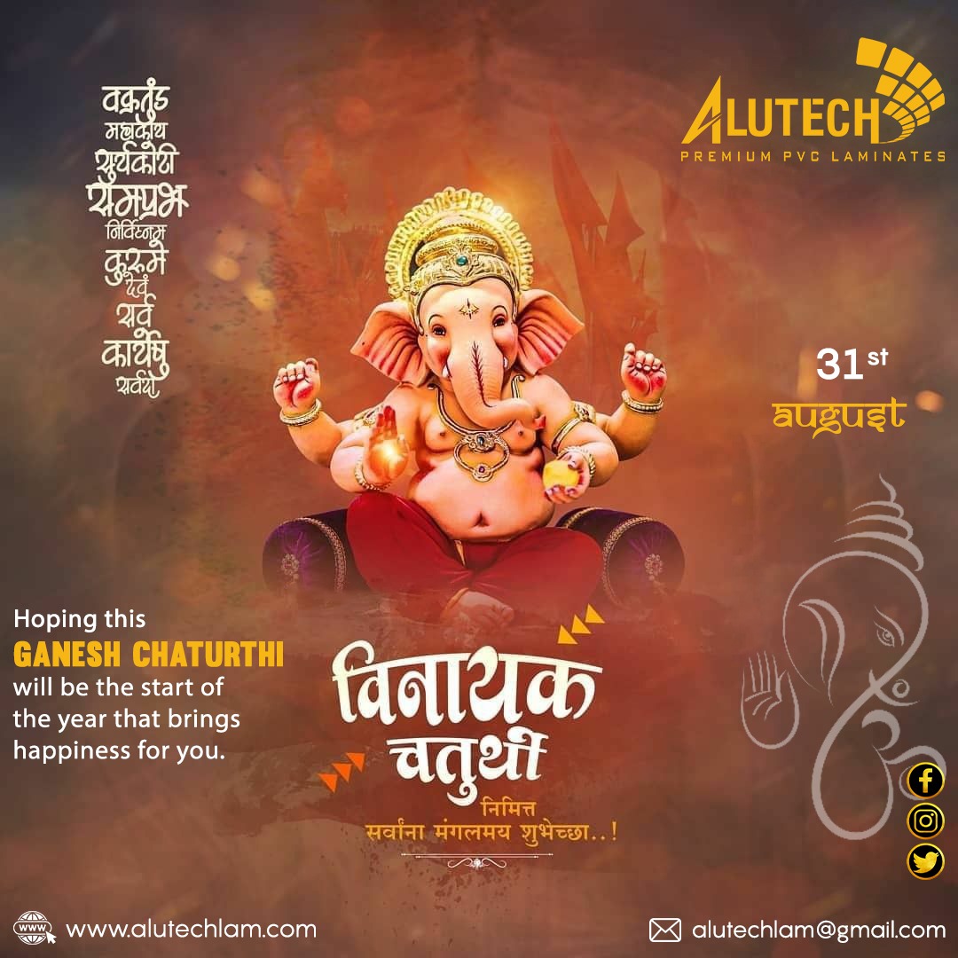 Happy Ganesh Chaturthi✨✨
"Hoping this Ganesh Chaturthi will be the start of the year that brings happiness for you"
*
**
***
FOR MORE INFO VISIT US AT : alutechlam.com 
#alutech #happyganeshchtruthi #ganeshchtruthi #mangalmurtimorya #ganeshutsav #ganapati #ganpatibappa