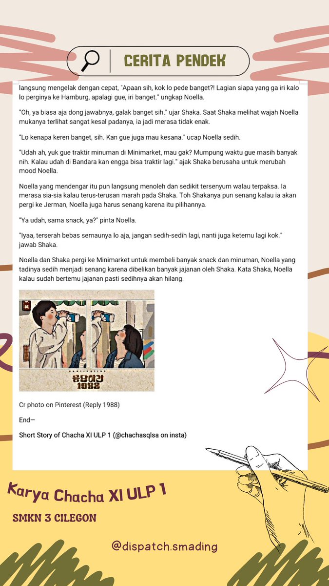 dispatchsmading's tweet photo. Cerpen (Cerita Pendek)
'Hamburg and Theirs dream'
Karya dari Chacha XI ULP 1 
happy reading! 💌 https://t.co/prsf3FXazu