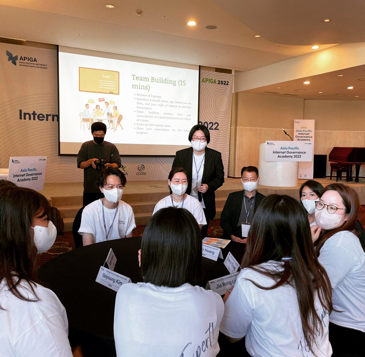 netmission's tweet photo. Stella Teoh from Malaysia leading the team building session on Day 1 at #APIGA2022. Everyone was still a bit shy at that moment. What’s your go-to icebreaker to start a new conversation with people you just met?
#NetMission #DotAsia #IntGov #Youth #APIGA https://t.co/0teYm0GCIT