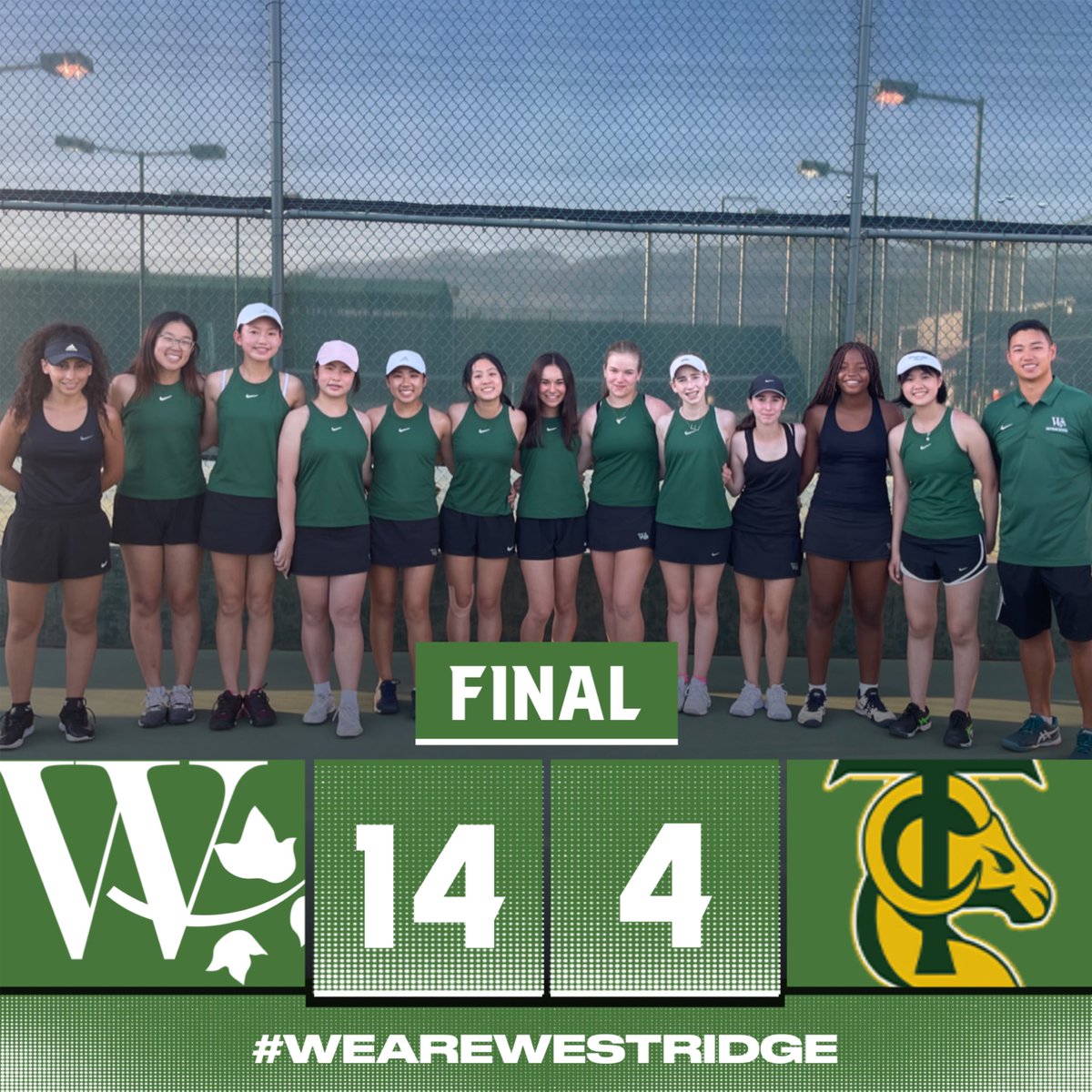WestridgeTigers's tweet photo. Westridge Tennis | FINAL 🎾 

Varsity Tennis opens the season with a 14-4 road victory over Temple City. Tigers will be back in action on Wednesday, 9/7 vs La Salle HS.

#WeAreWestridge | #GoTigers https://t.co/npOSCTihSV