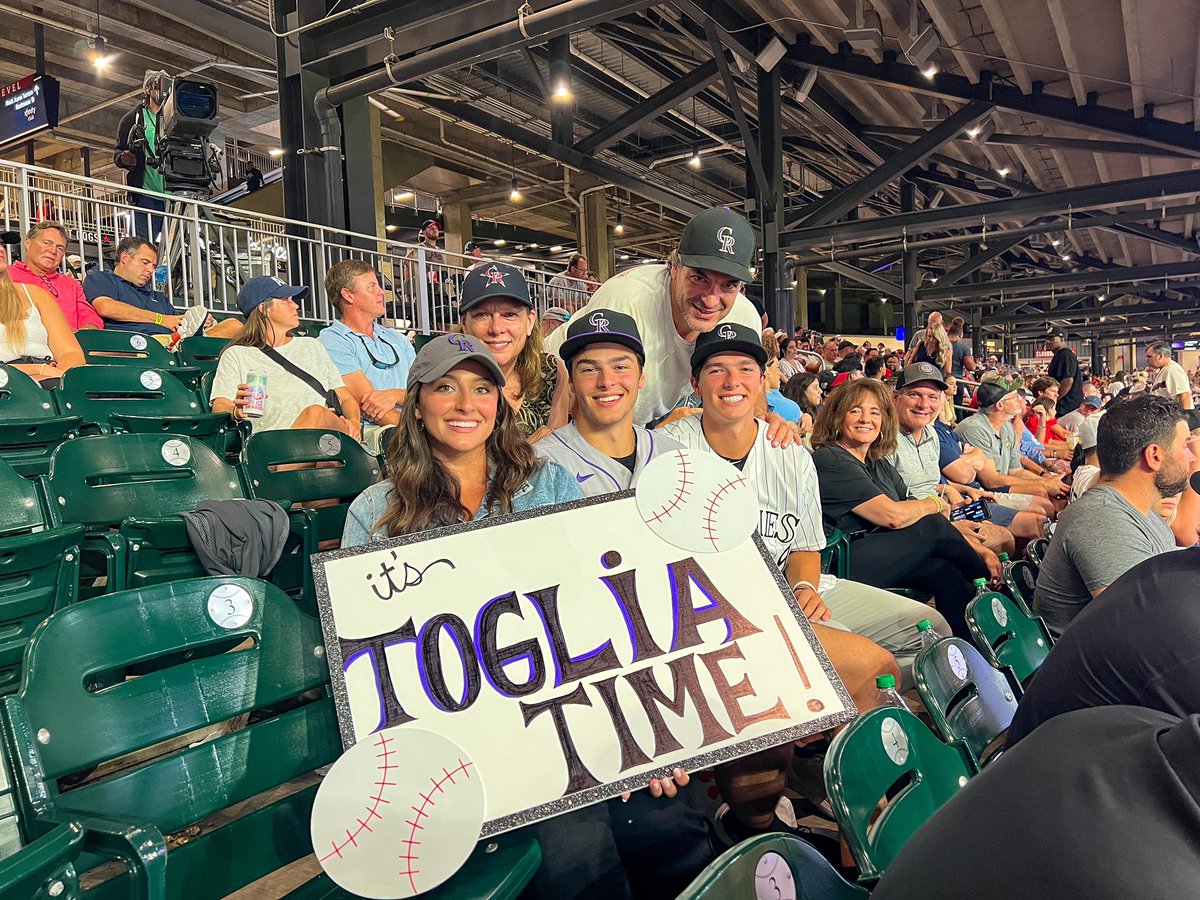 Rockies's tweet image. When your whole family sees your debut &amp;amp; 1st big league W 🥹

@MichaelToglia | #Rockies
