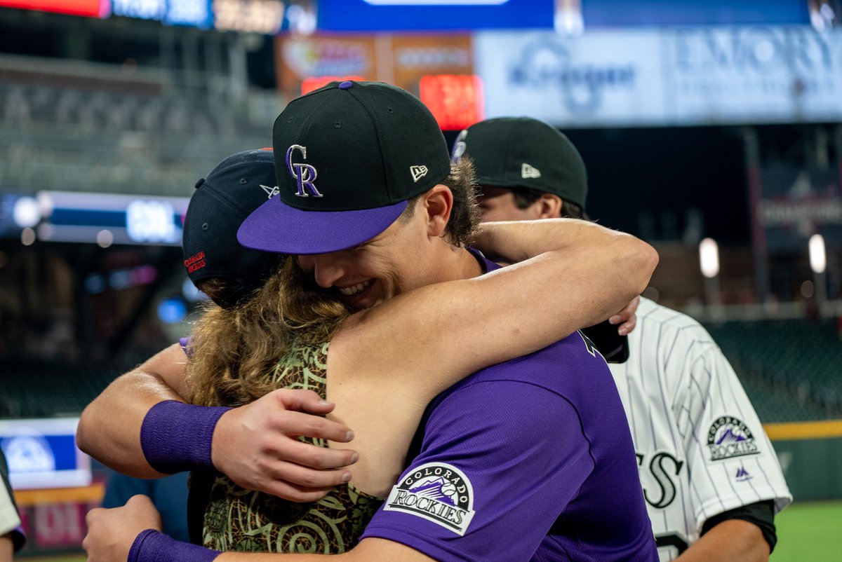 Rockies's tweet image. When your whole family sees your debut &amp;amp; 1st big league W 🥹

@MichaelToglia | #Rockies
