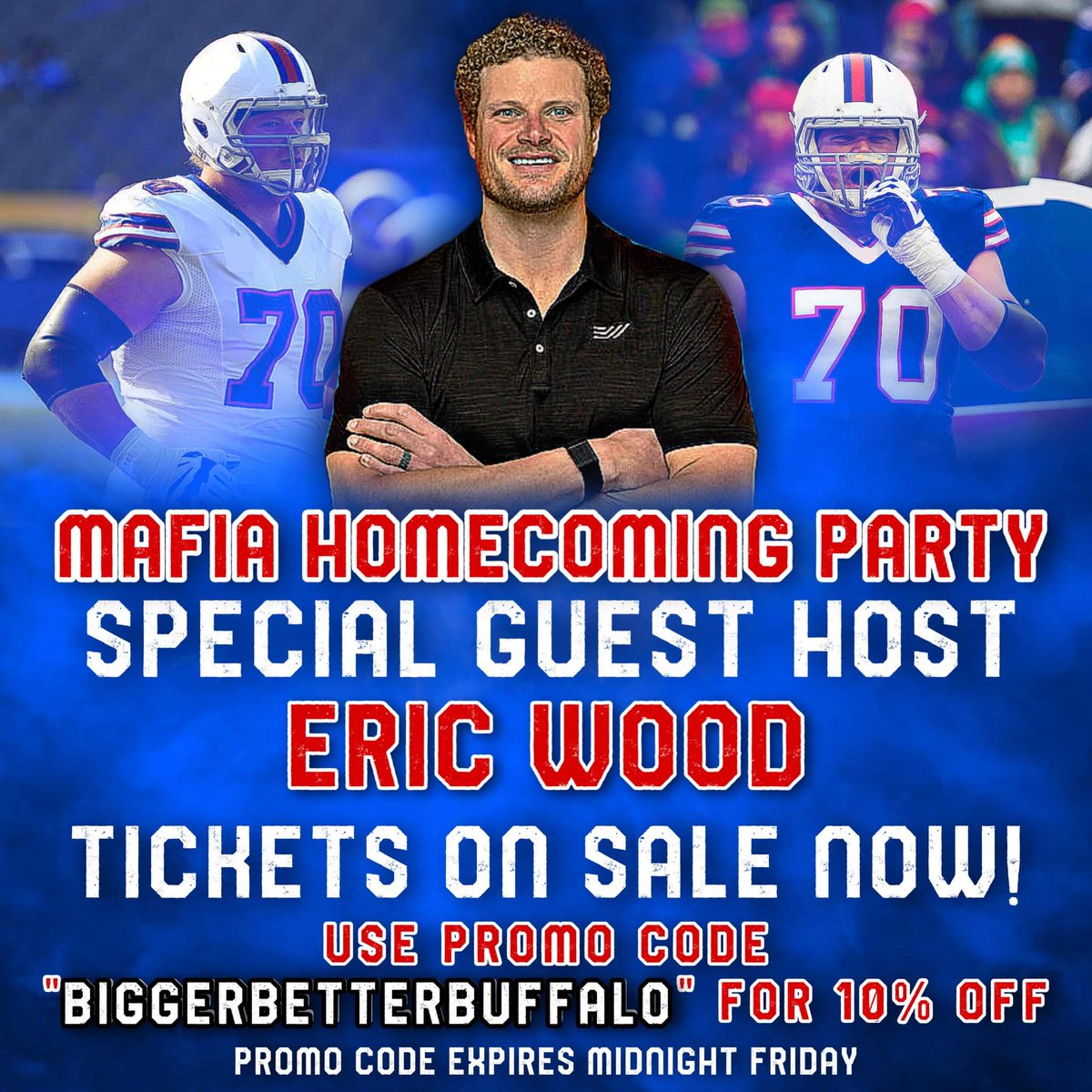 mafiahomecoming's tweet photo. 🚨 Special Promo Code🚨 
10% off of 🎟️ : BiggerBetterBuffalo

Code expires 11:30 pm et Friday 9/2
Courtesy of @jtmcfr

Buy tickets now at:
https://t.co/wW0ekUnVaB

#Mafiahomecoming #Billsmafia #EricWood https://t.co/MPcaM4qH3J