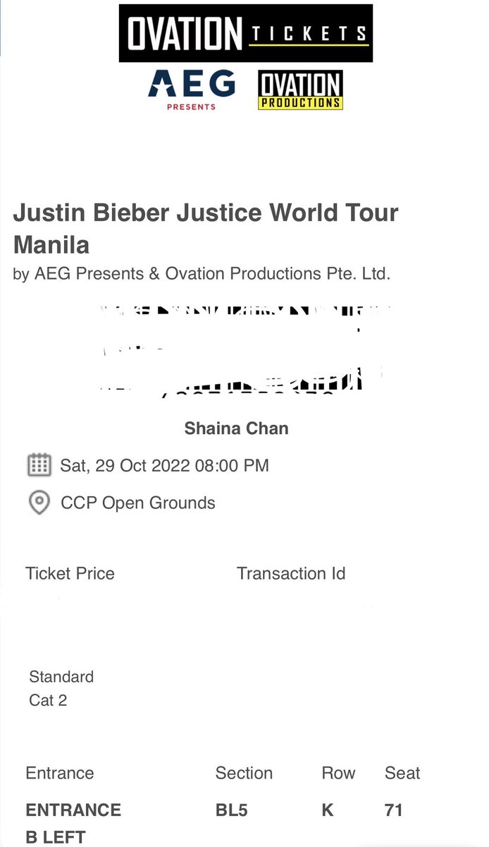 shaninchan's tweet photo. SELLING (2) CAT 2 TICKET FOR JUSTINE BIEBER JUSTICE PH TOUR 😊

CAT2: SECTION BL5 - ROW K - SEAT 70 &amp; 71

DM OF INTERESTED 🖤 https://t.co/ykM1YzBsYE