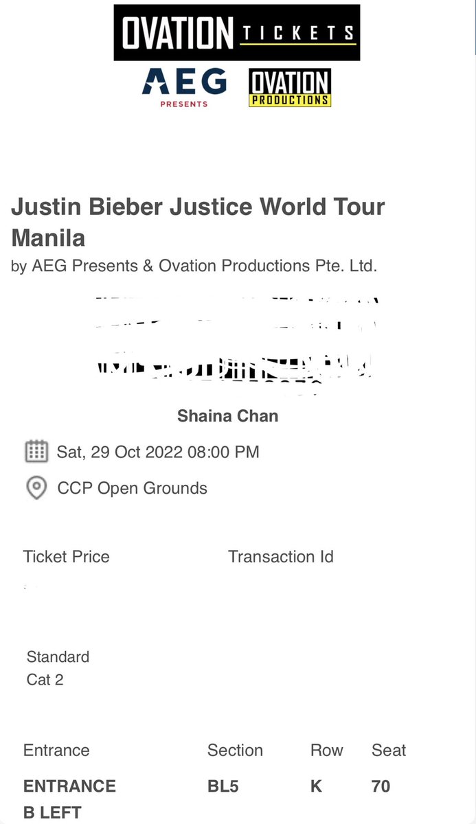 shaninchan's tweet photo. SELLING (2) CAT 2 TICKET FOR JUSTINE BIEBER JUSTICE PH TOUR 😊

CAT2: SECTION BL5 - ROW K - SEAT 70 &amp; 71

DM OF INTERESTED 🖤 https://t.co/ykM1YzBsYE