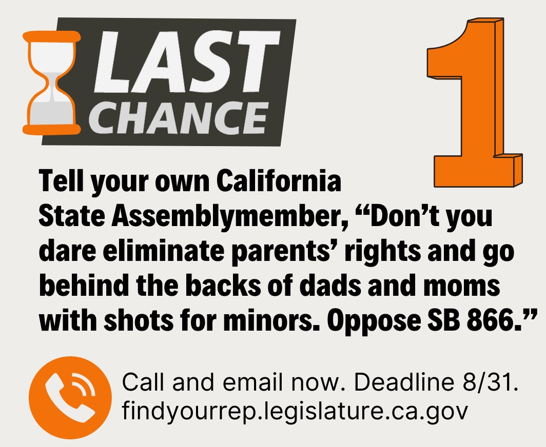savecalifornia's tweet photo. Find your assemblymember here: https://t.co/YC3J3bzsaG
SB 866 is anti-parent big-time! Demand your assemblymember support, not oppose, parents. Tell him or her to OPPOSE SB 866.
#mychildmychoice #myfamily #mykids #GodGivenRights #corruptDemocrats #informedparents #savecalifornia https://t.co/9kZ6qHMqab