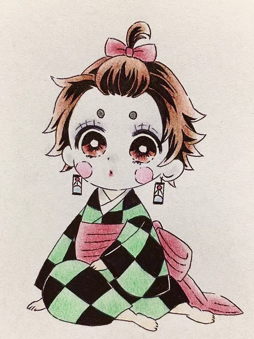 本日の足跡ちゅみこ〜白塗りオバケでも君はとっても可愛いよ炭子また炭子ちゃんを描いて行ってもいい遊郭編嬉しい! 