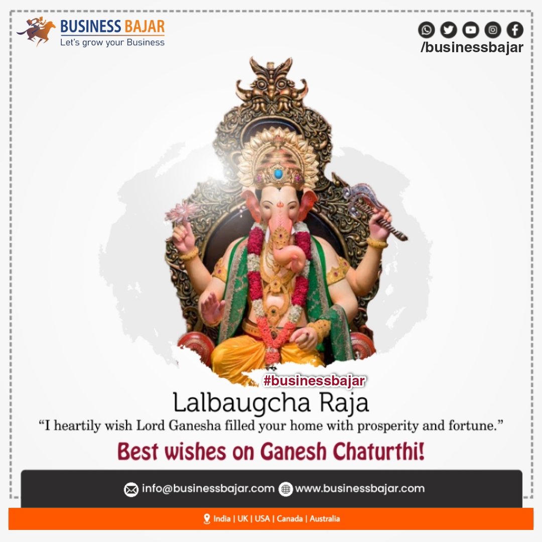BusinessBajar's tweet photo. वक्रतुण्ड महाकाय सूर्यकोटि समप्रभ: ।
निर्विघ्नं कुरु मे देव सर्वकार्येषु सर्वदा ॥
Happy Ganesh Chaturthi..!!
#ganeshchaturthi #ganpati #ganesha #bappa #bappamorya #businesswebsite #businessbajar #starittechnology #business #promotion #websitedesign #directory #earnings #trending https://t.co/EgGf8CBS86