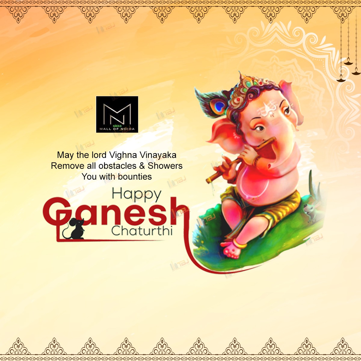 MallofNoida's tweet photo. May the divine blessings of Lord Ganesha bring you eternal bliss and peace, protect you from evil and wrongdoings, and fulfill all your wishes and desires. Happy Ganesh Chaturthi!

#ganpatibappamorya #morya #ganesha #maharashtra #ganesh #ganpatibappa #bappamorya #ganeshchaturthi https://t.co/RIeTq3Tw0Q