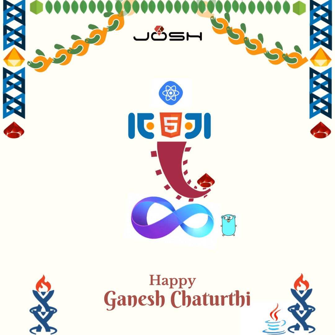 joshsoftware's tweet photo. Josh Software wishes you all a Happy Ganesh Chaturthi! May Lord Ganesh bestow everyone with happiness, wisdom, good health, and prosperity!

#ganeshchaturthi #Ganpati #Bappa #ganpatibappamorya #Ganeshchaturthi2k22 #Joshsoftware #golang #python #rubyonrails #ReactJS https://t.co/5YJohd8XEF