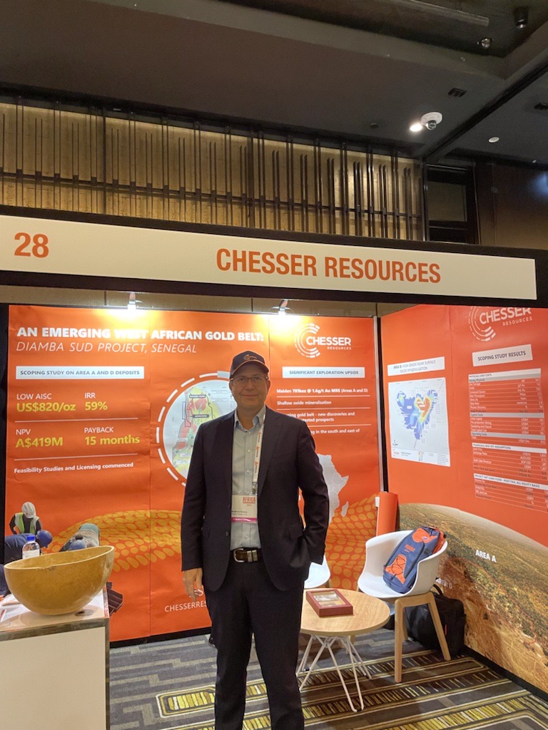 Chesser_CHZ's tweet photo. $CHZ MD and CEO Andrew Grove and Senior Geologist Brenton McWhirter are both at @Paydirt_Media's Africa Down Under Conference at the Pan Pacific Hotel in Perth this week.

Come and chat to the team at booth 28 if you're attending the event over the next couple of days. #ADU2022 https://t.co/v6PcNW2mvB