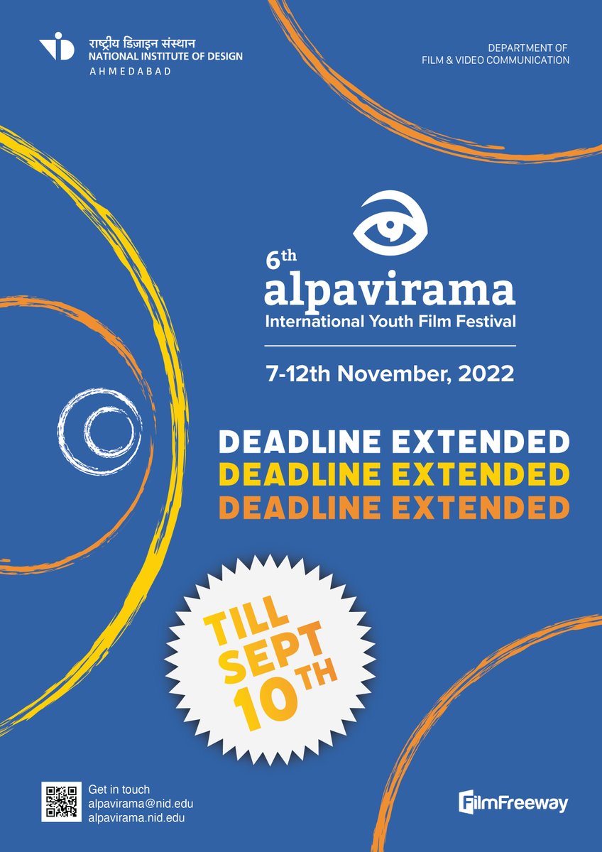 The submission deadline for Alpavirama 2022 has been extended to 10th Sep 2022 News Courtesy: Alpavirama Team #Design #India #NID #DPIIT #ALPAVIRAMA @NID_India @pnahar1970 @DIPPGOI @DPIIT