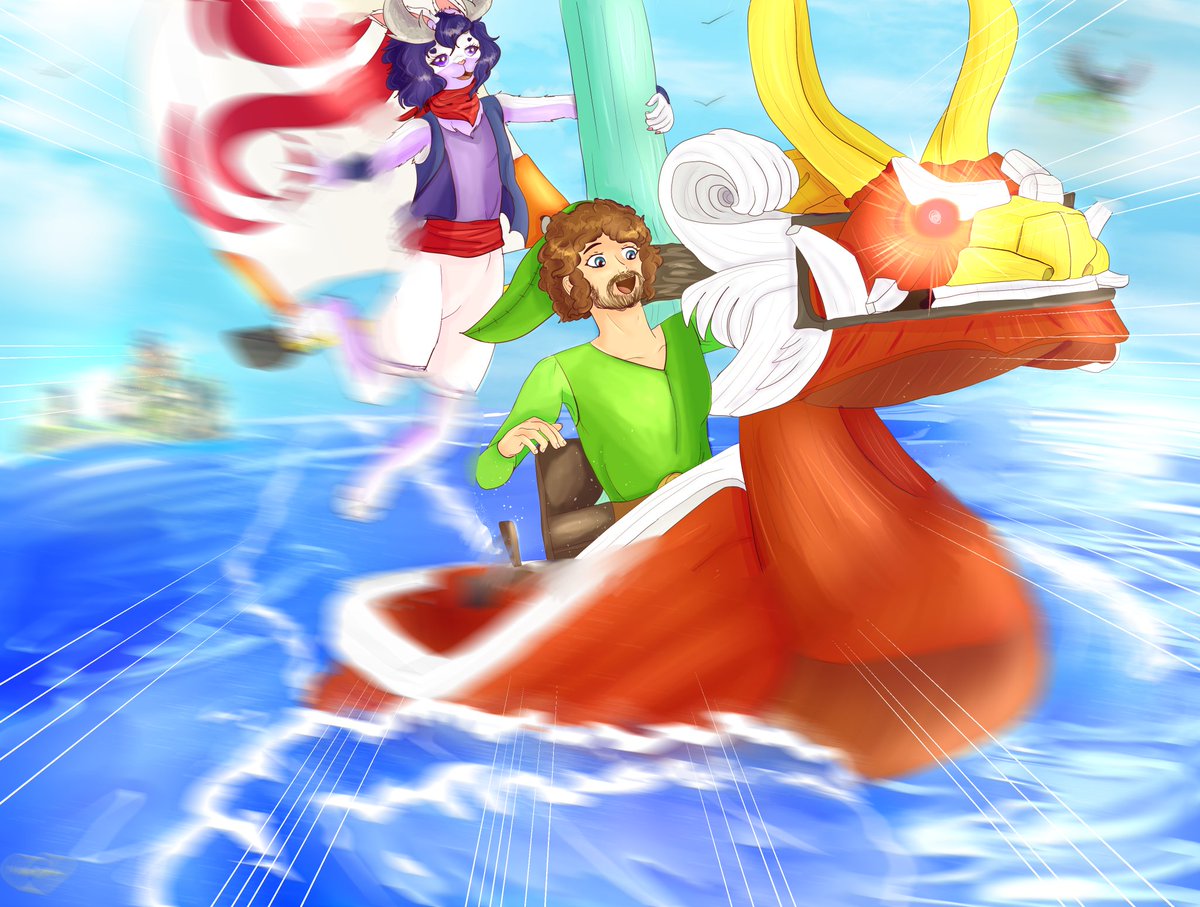NixaOfTheOpera's tweet photo. I'm trying to get out of my art slump and me and my partner were talking about Wind Waker! I wouldn't say my art block is cured but this definitely helped! 

#Zelda #windwaker #zeldaart #furryart #furryoc #digitalart #myart #FANART https://t.co/ikopsdgBW2