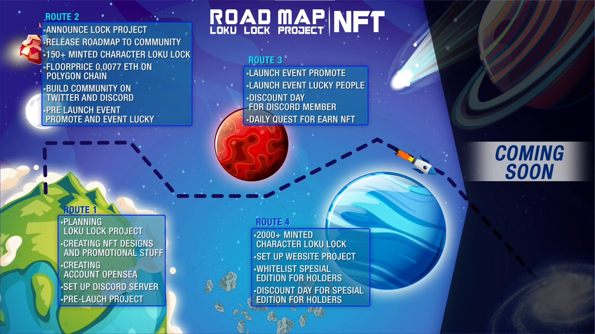 lockteam_nft's tweet photo. 🗺[ROADMAP]🗺 
🔐Loku Lock Project🔐

We are now towards to the moon🚀🌑

Follow us, and let's support each other🔥

#NFTProject #nftroadmap #roadmap #lokulock #NFTCommunity #NFTs #NFTCreators #nftcollector #NFTCollection https://t.co/6Q9YYAwAsW