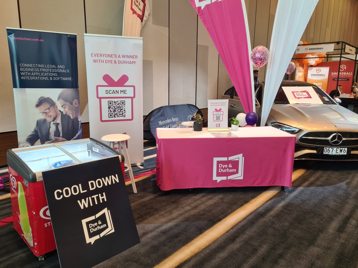 DyeDurhamAU's tweet photo. Our team is excited to be back at @AusLegalPracMgt #ALPMASummit this year as the Principal Partner and to reconnect with the #legal industry. If you're at the event, stop by our cash grab machine to test your skills. Each day's winner will walk away with $200! https://t.co/Dt7gadUEuX
