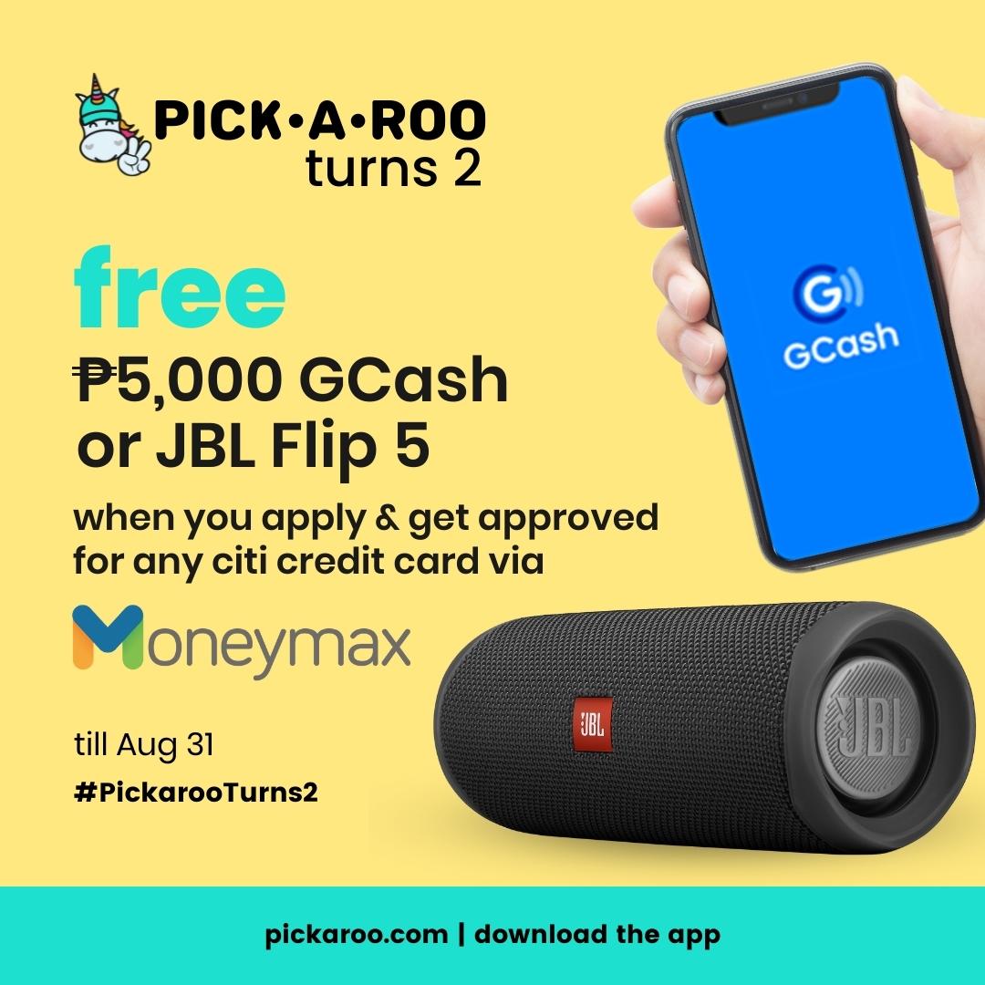 pickaroo's tweet photo. LAST DAY to get FREE P5,000 Gcash or JBL Flip 5! π¦π
Apply for a Citi Philippines card thru Moneymax. Click here to apply now: https://t.co/WQgycTe9kg
#Pickaroo #PickarooTurns2 https://t.co/sPQzV7vKKY