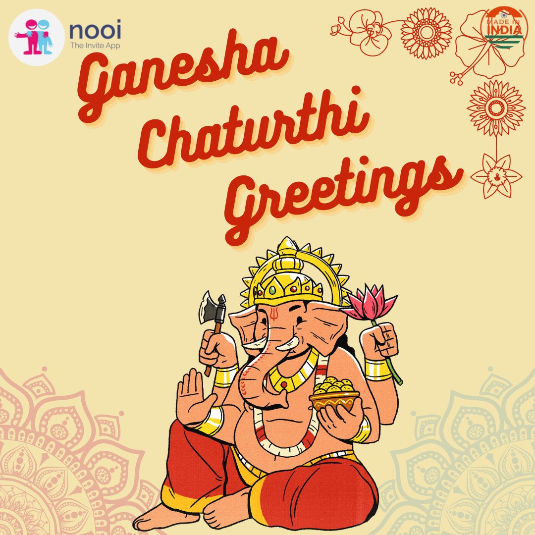 thenooi's tweet photo. Ganesha Chaturthi Greetings ✨ from ‘nooi – The Invite App’.

App available on Google Play Store and App store.

#nooi #TheInviteApp #invite #einvite #Ganeshachaturthi #GaneshaChaturthi https://t.co/Ct2rV7lfXi