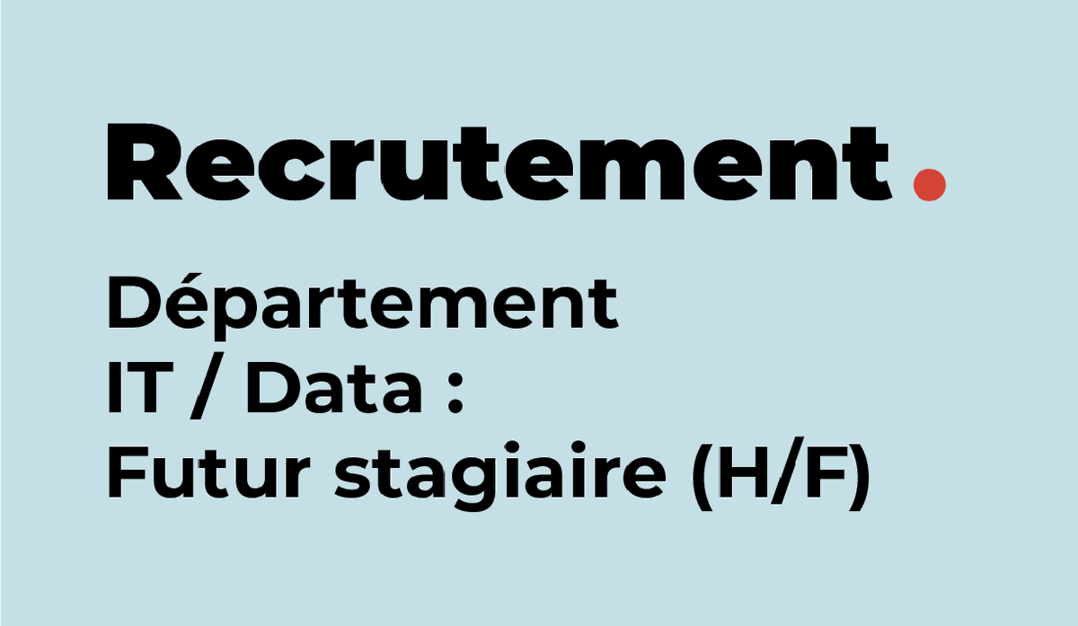 BCTG_Avocats's tweet photo. @BCTG_Avocats recrute :

🔴 1 #stagiaire au sein du département #IT / #Data à compter de janvier 2023. 

Rejoignez l'équipe de Caroline Goupil !

📧 Envoyez votre CV et votre lettre de motivation à l'adresse suivante : m.zaoui@bctg-avocats.com

👉 https://t.co/SRKH9Aiq7F https://t.co/2JdXZk2PPx